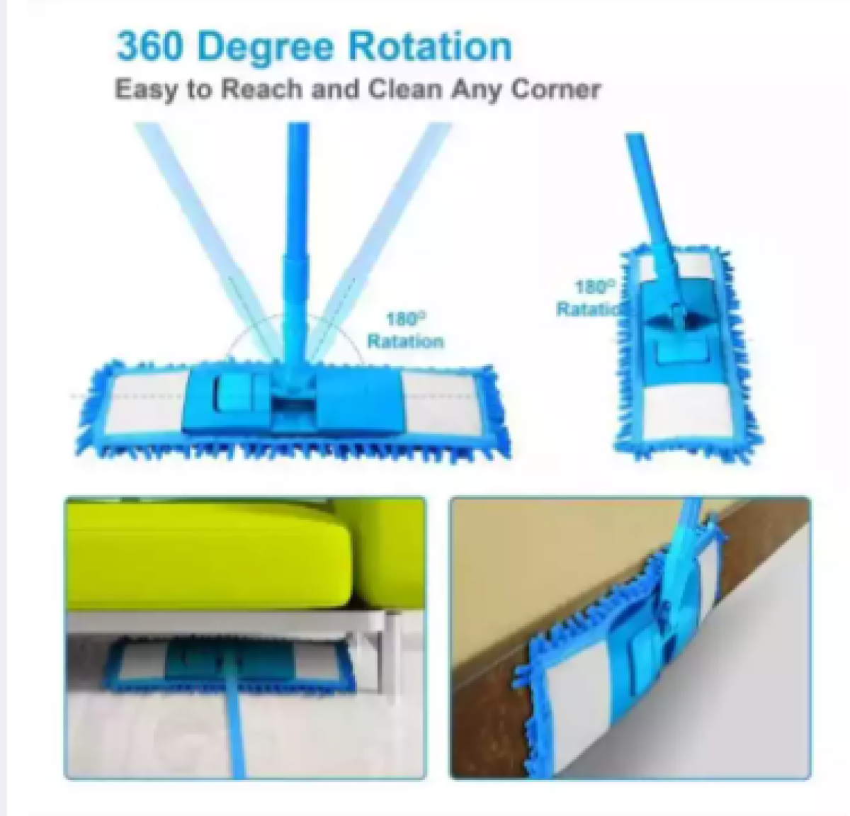 Mop, Floor Cleaner Home Cleaning Supply Flat Mop Microfiber Wet Dust Mop Wet & Dry Mop (Random Colors)